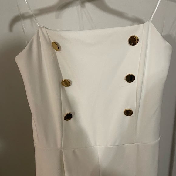 White Jump Suit with Gold Buttons - Picture 4 of 4